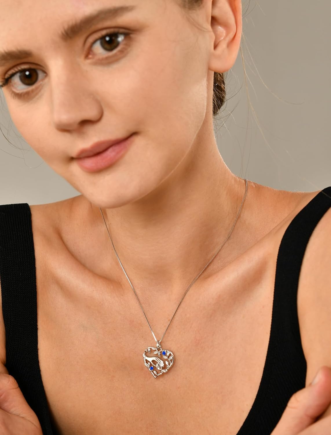 YL Heart Mother Necklace 925 Sterling Silver Mom Hand Pendant Birthstone Leaf Jewelry for Women - Image 3