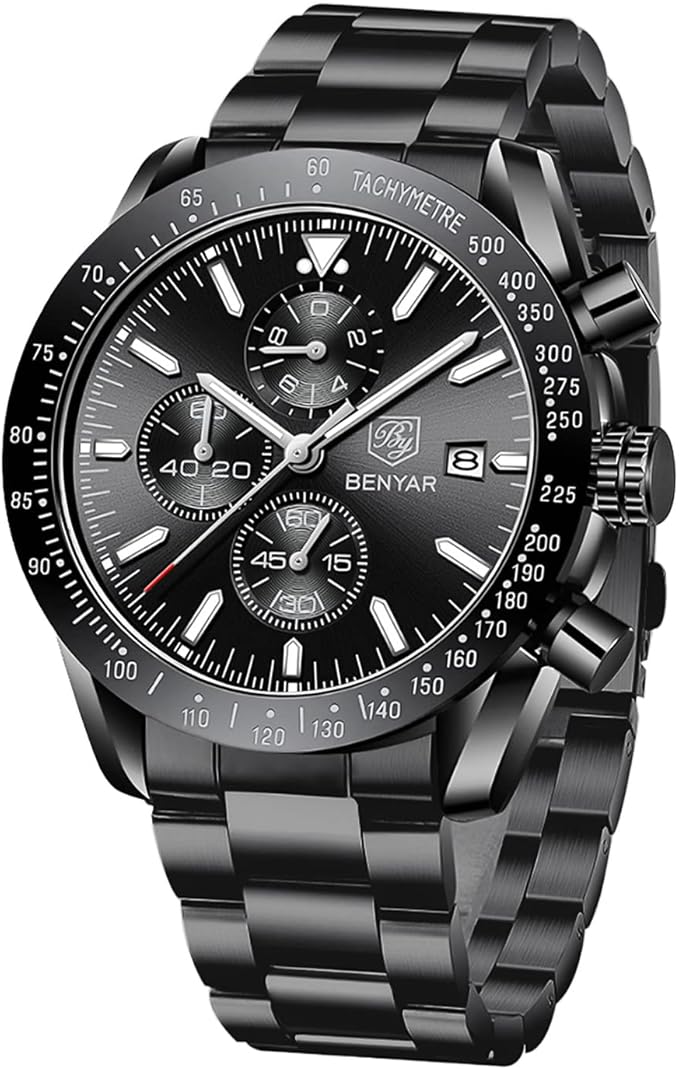 BY BENYAR Watches for Men Analog Quartz Chronograph 30M Waterproof Luminous Big Face Mens Watches Bu&hellip;