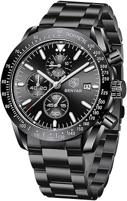 BENYAR Watch for Men Analog Quartz Chronograph Waterproof Luminous Designer Mens Wrist Watches Business Work Sport Casual Dress Watch with Silicone Strap Elegant