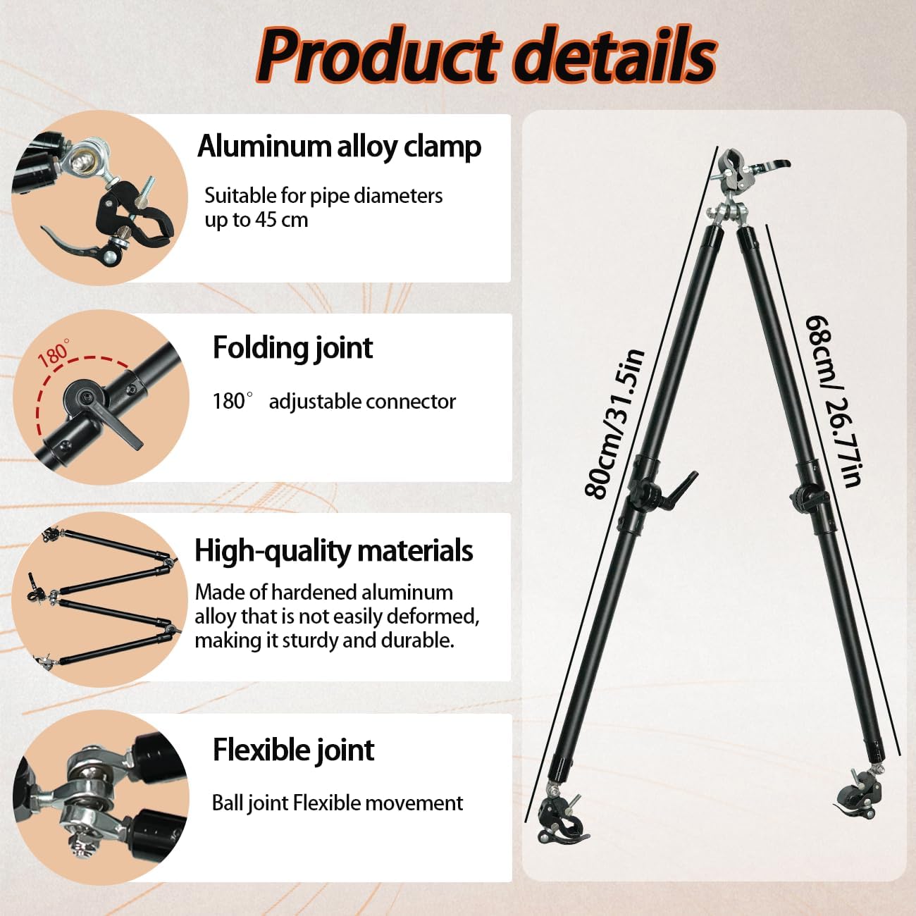 Bike Trailer Hitch Connector, Portable Folding Bicycle Trailer Connector with Quick Release Clamps for Camping Wagon,Steel Garden Cart and Rear Carrier for Camping, Grocery, Shopping