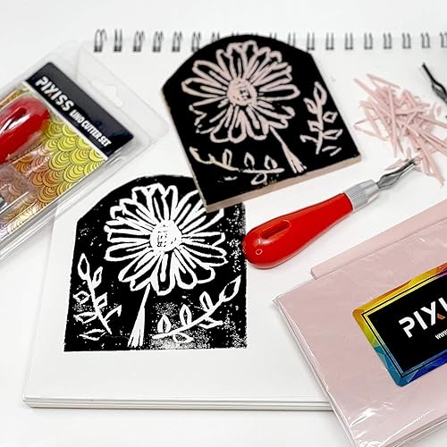 Miniatura 4 de Bloques de tallado de sellos (8 bloques de goma + herramienta de tallado)