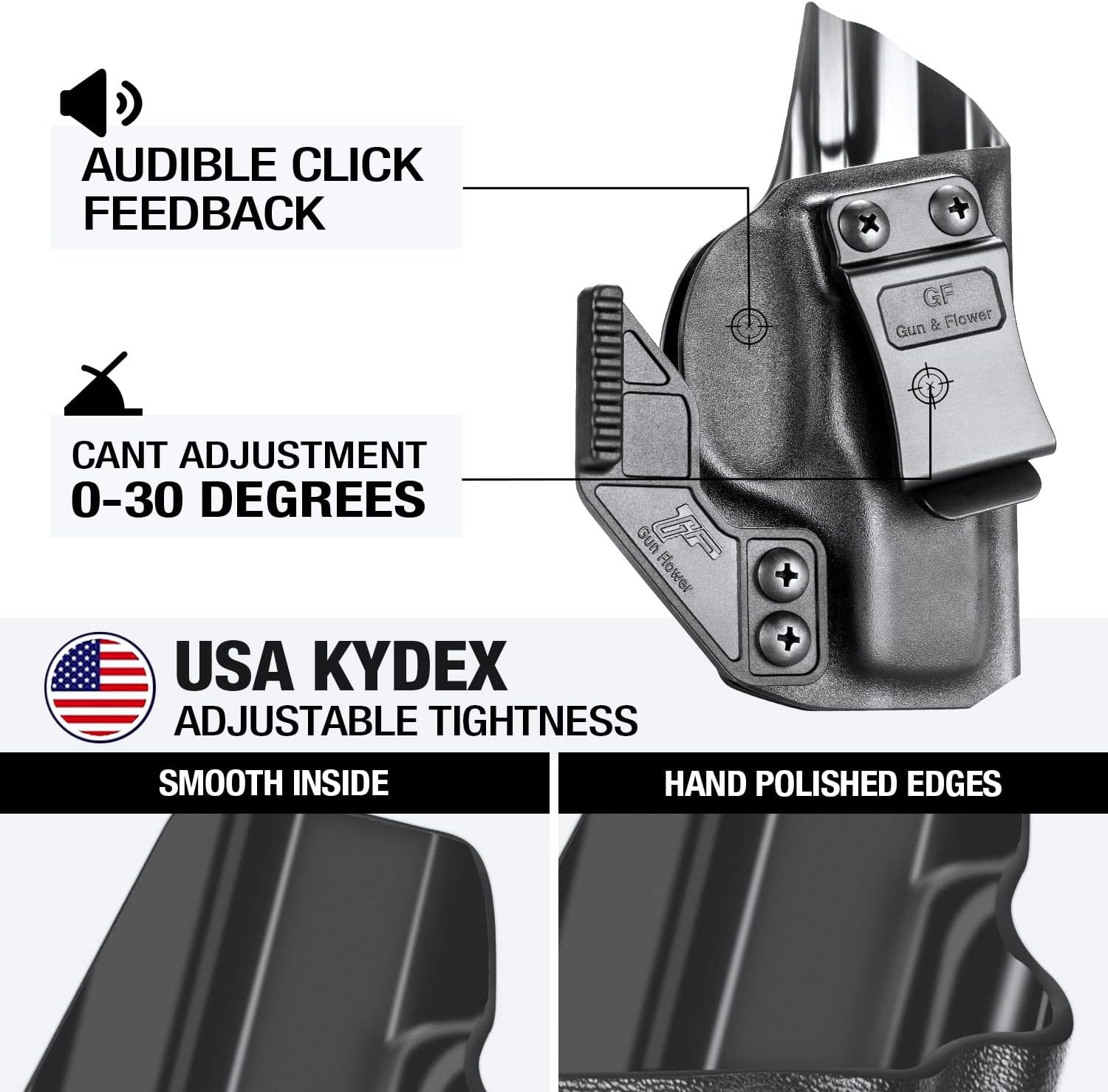 IWB Kydex Holsters with Claw: Glock 19 17, Taurus G2C/G3C/G3, M&P Shield 9mm, SD9 VE/SD40 VE, SCCY CPX1 CPX2,Ruger LC9, Hellcat, Adj. Retention, Right Hand, Custom Fit