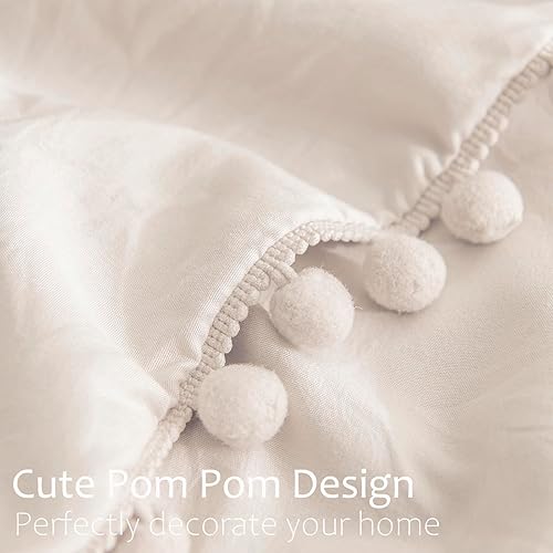 Miniatura 4 de Fundas de almohada de color beige, fundas de almohada bohemias, fundas de almohada con flecos de pompones, fundas de almohada de microfibra lavada