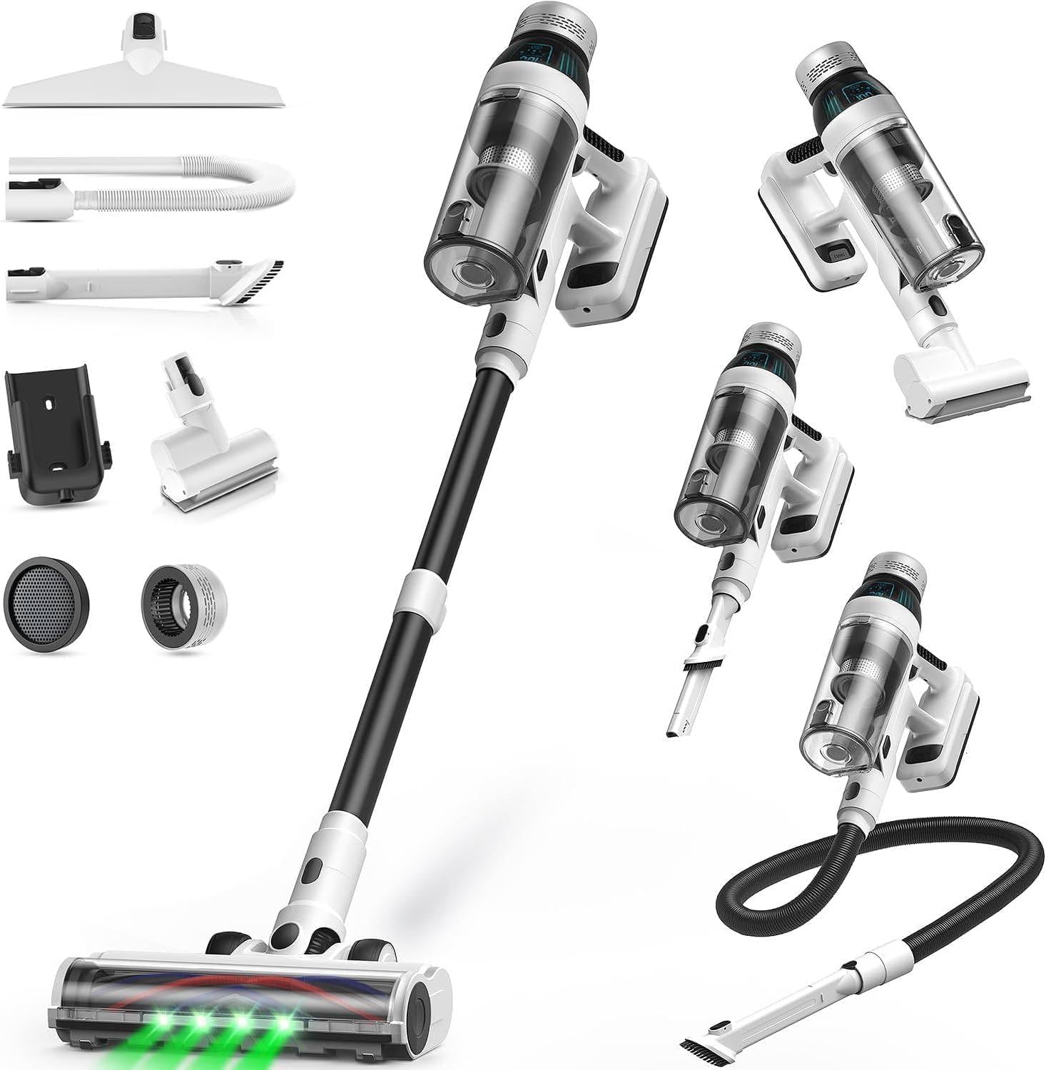 NuYupo Cordless Vacuum Cleaner: 55Min Runtime, 45KPa Suction, Anti-Tangle Brush for Pet Hair, Hard Floors & Carpets