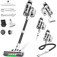 Cordless Vacuum Cleaner, 55Mins Vacuum Cleaners for Home, 15-in-1 Self-Standing Stick Vacuum with LED Light, Anti-Tangle &amp; Wall Mount Charge, Lightweight Vacuum for Hard Floors Carpets Pet Hair