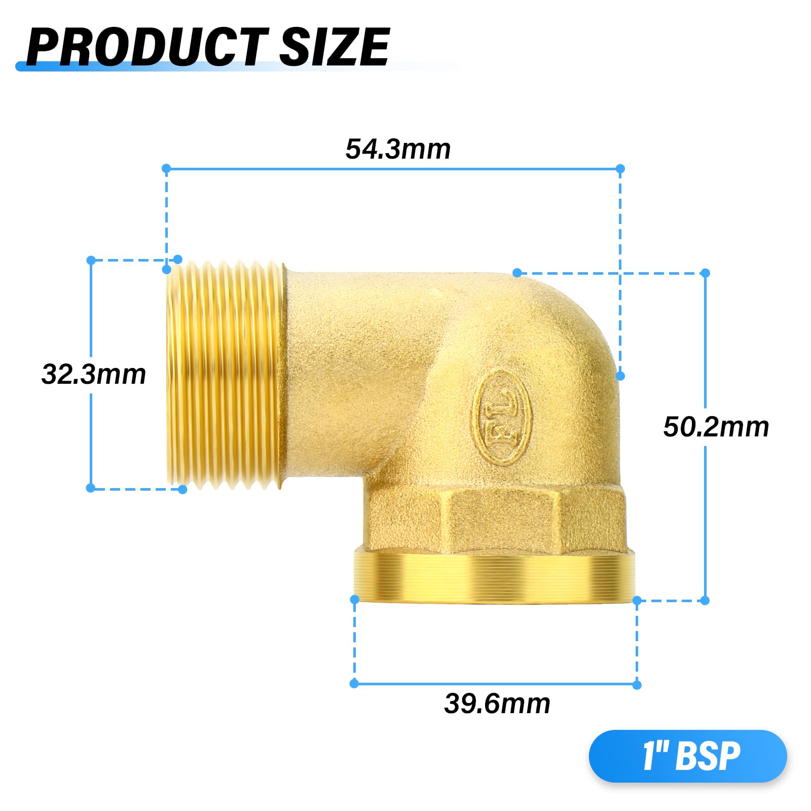 TAILONZ 5Pcs Coude 90° Laiton 1" BSP Mâle x Femelle Raccord | Raccord coudé 90° laiton, étanchéité renforcée, résiste à la corrosion, pour pneumatique et hydraulique.