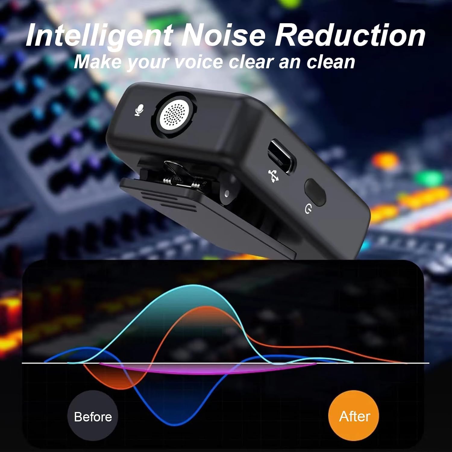 Microfono Inalambrico Solapa, Mini Microfono 2.4GHz 2Pcs | Compatible con iPhone Movil Cámara, para Videocámara Youtube Facebook Twitter TIKTok, Cancelación de Ruido AI