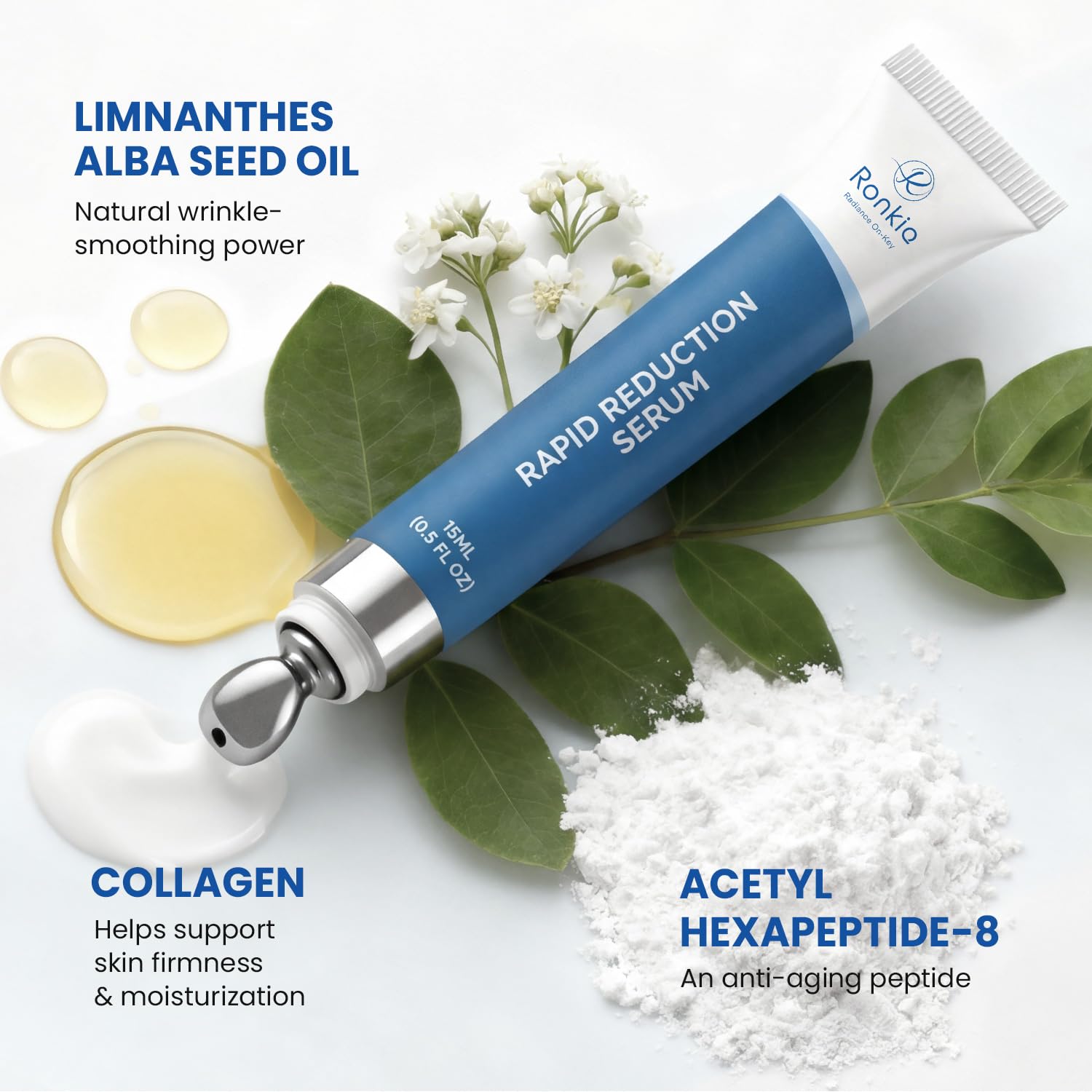 RONKIE Instant Eye Lift Serum: Visible Firming Helps Reduce Under Eye Bags and Wrinkles & Morning Puffiness - Advanced Tightening Formula Gentle on Mature Skin 0.5 Fl Oz
