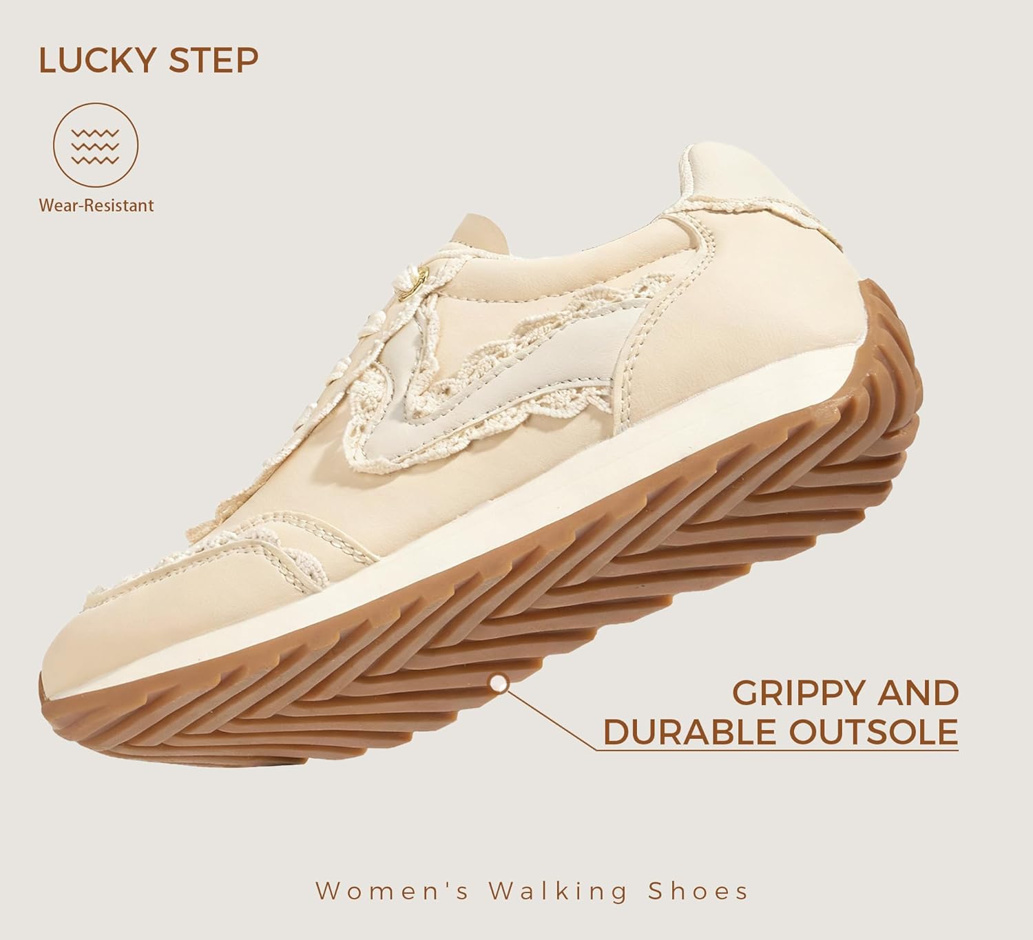 LUCKY STEP Women's Fashion Sneakers Trendy Tennis Shoes Neutral Stylish Retro Trainers Casual Running Walking Shoes - Image 3