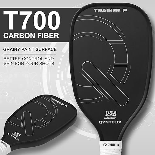 Miniatura 2 de Entrenador de pickleball aprobado por USAPA, pala de fibra de carbono, mango extra largo, 0.630 in Core Sweet Spot