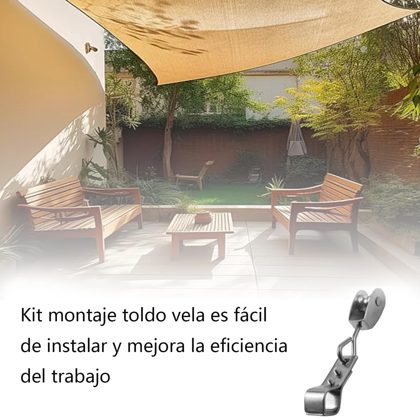 de polea de vela con abrazaderas de montaje, Juego de polea y abrazadera de acero inoxidable 304 resistente,kit de herrajes para instalación de toldo de patio al aire libre, 10 piezas
