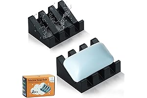 2-Pack Flexible Silicone Soap Dish with Waterfall Design for Shower and Bathroom