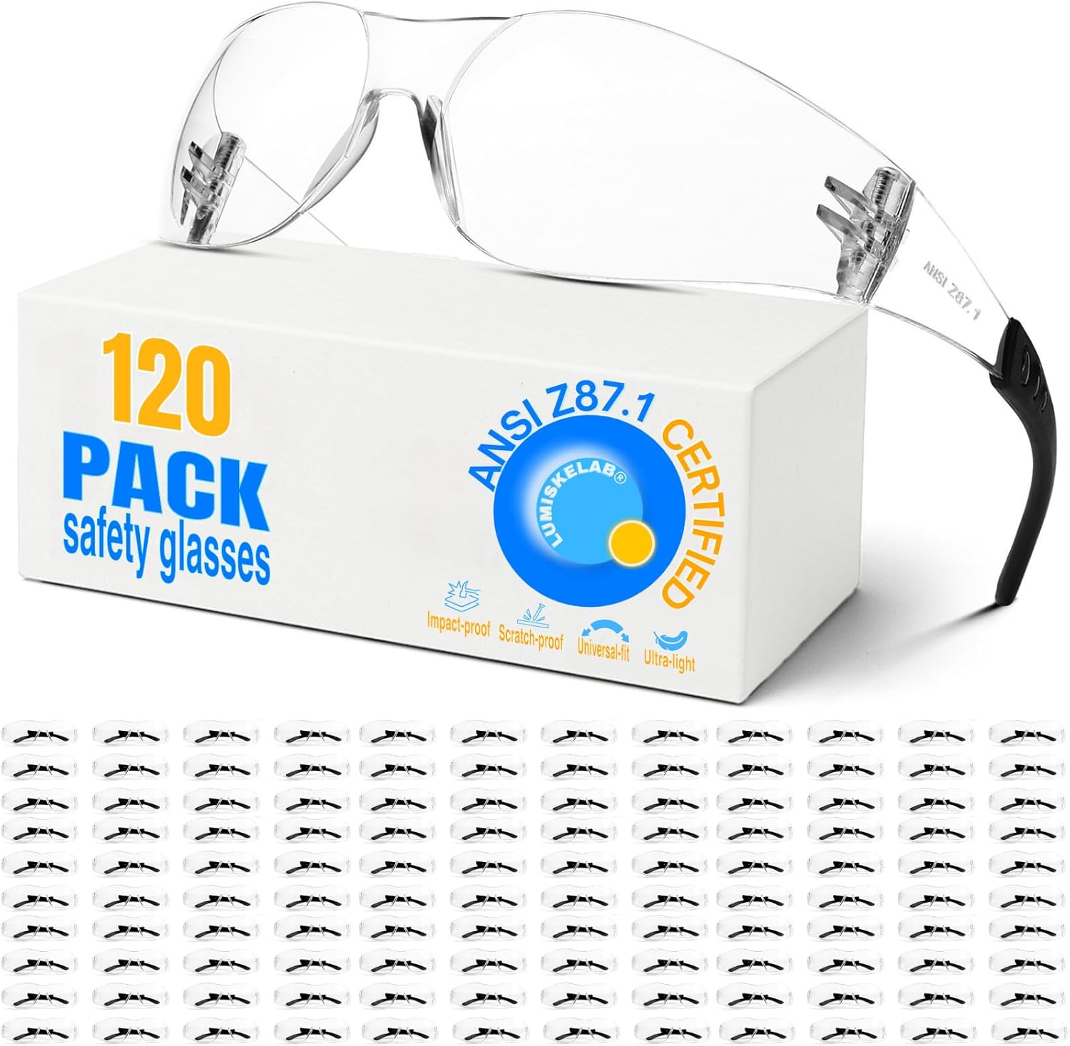 Safety Glasses Ansi Z87.1 Clear Safety Glasses Bulk Impact Scratch Resistant Lens Protective Eyewear for Men Women