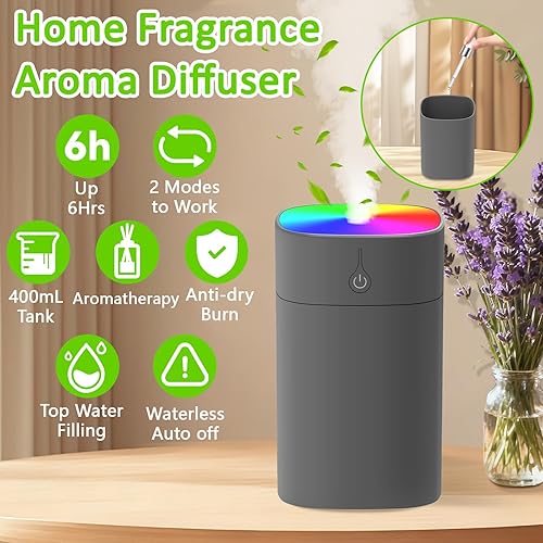 Miniatura 4 de Mini humidificadores de 13.5 fl oz para dormitorio, difusor de aroma portátil para el hogar, humidificador de plantas pequeñas, difusor de aroma de