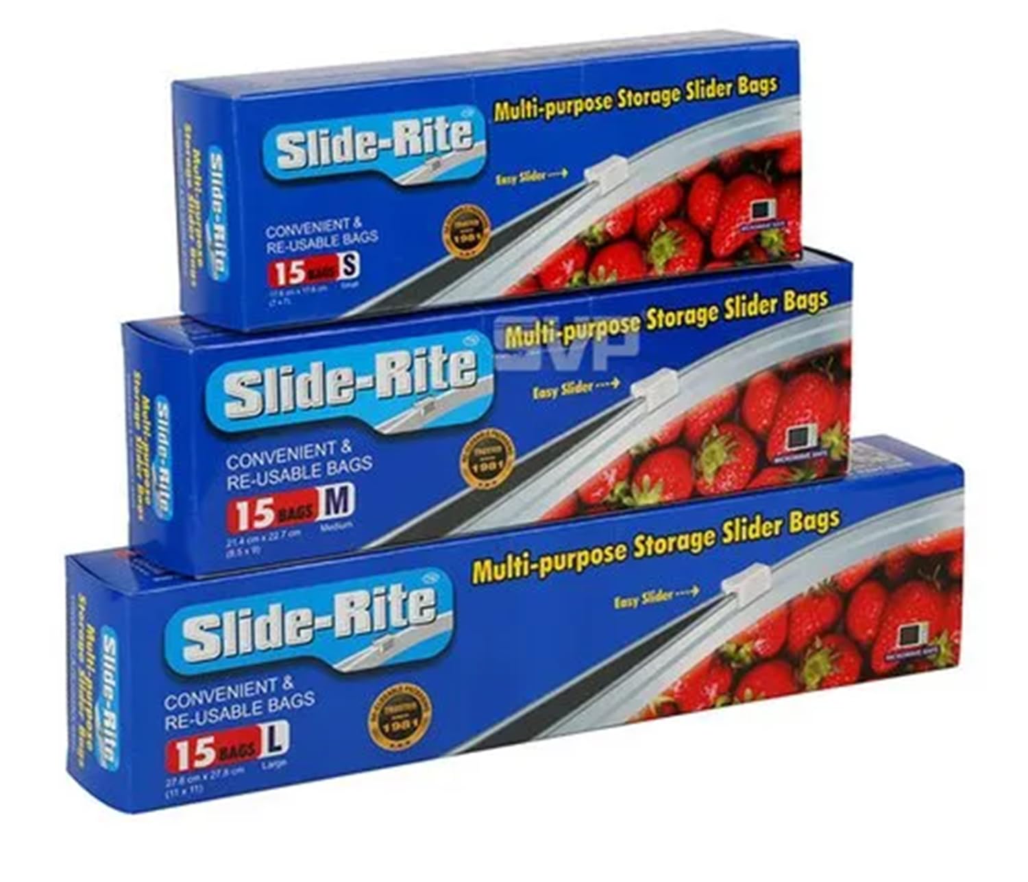 Slide-Rite Plastic Multi-Purpose Storage Slider Bag, 250, 500 GM, 1kg (Pack of 45 Piece) Colour - clear