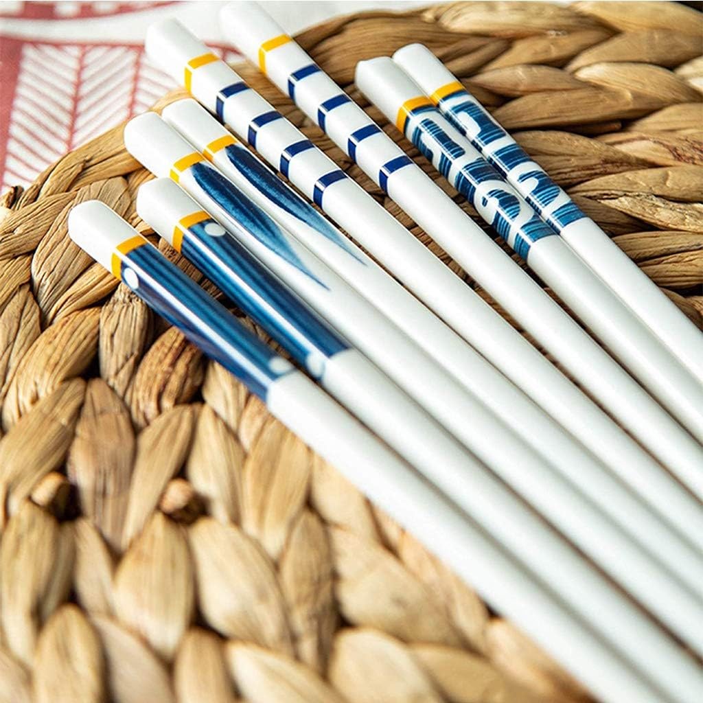 Baguettes lavables au Lave-Vaisselle, Lot de 5 Paires de Baguettes réutilisables en céramique, Coffret Cadeau de Baguettes en Porcelaine Japonaise(3)