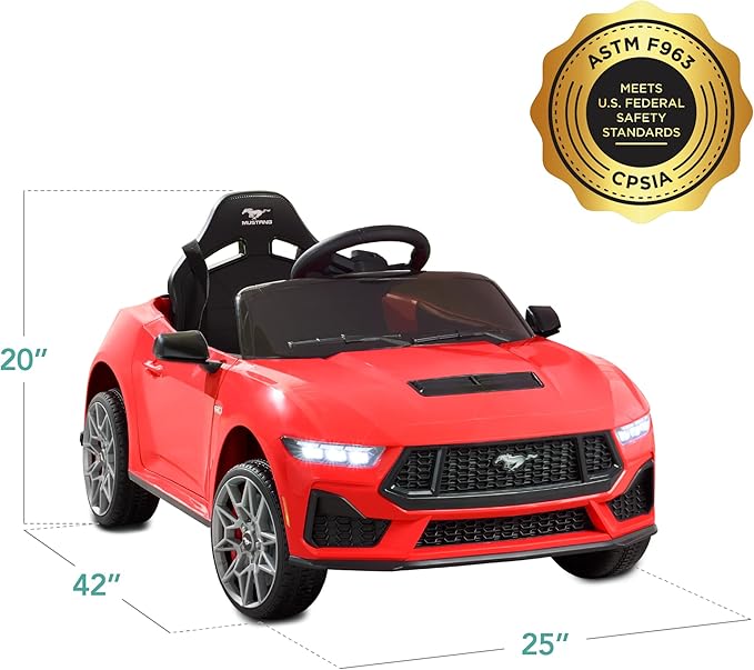 Coche eléctrico infantil Ford Mustang 12V Licensed Rojo miniatura 3