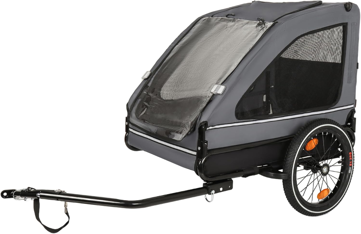 Pet Bike Trailer Dog Cart for Bicycle,Suitable for Small and Medium Pets, Easy Folding Cart Frame, Quick Release Wheel, Non-Slip Floor, Internal Leash, Black+Grey