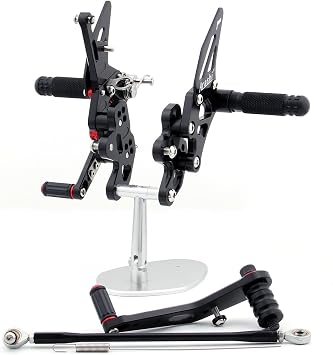 Bruce & Shark Motorcycle Rearset Foot Pegs Rear Set Adjustable, Rearsets Footpegs Pedals, Rearsets Footpegs Footrest for Suzuki GSXR/GSX-R 600/750 2006-2010 K6-L0 Black