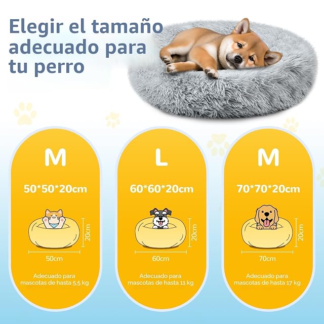 Foto 2 de 8 de LUOJINYI Cama para perros, mullida, cojín para perros, redondo, cama para mascotas, donut y gatos