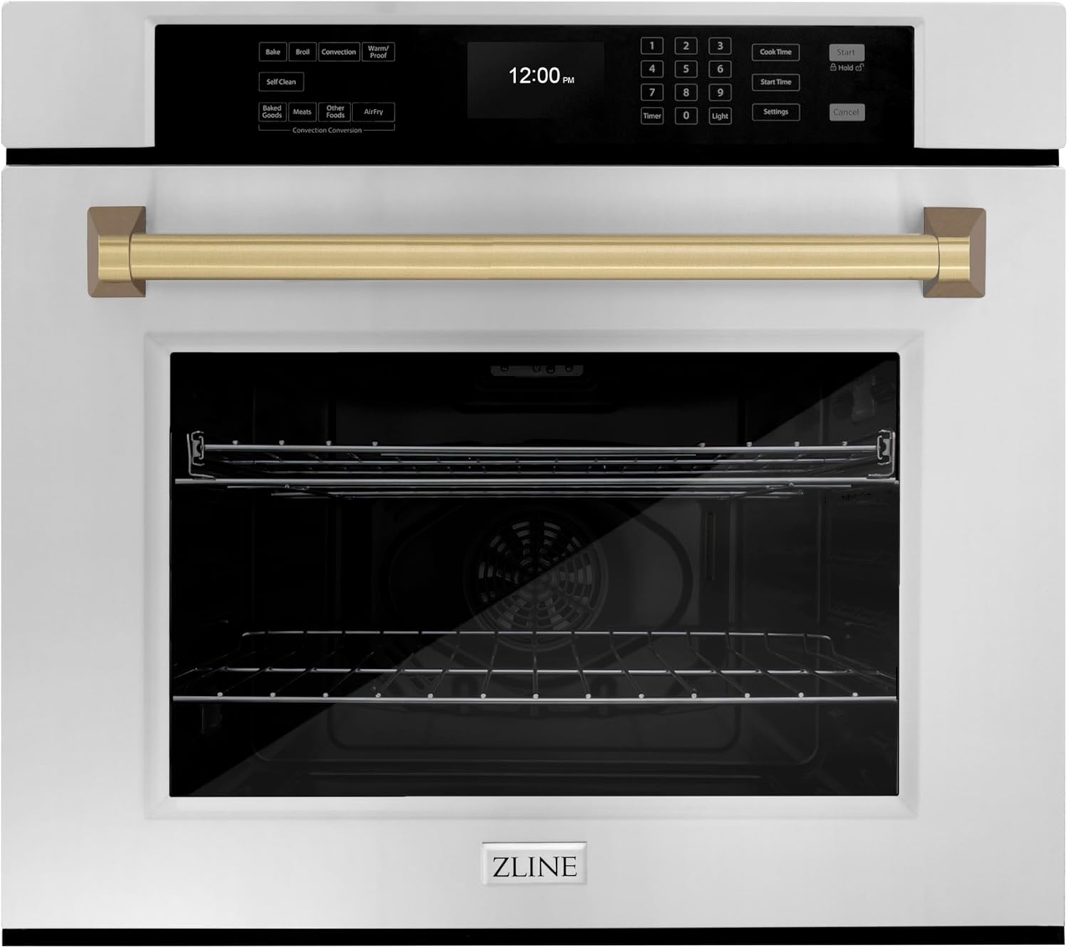 ZLINE 30 in. Autograph Edition Single Wall Oven with Air Fry (Stainless Steel, Champagne Bronze Handle)