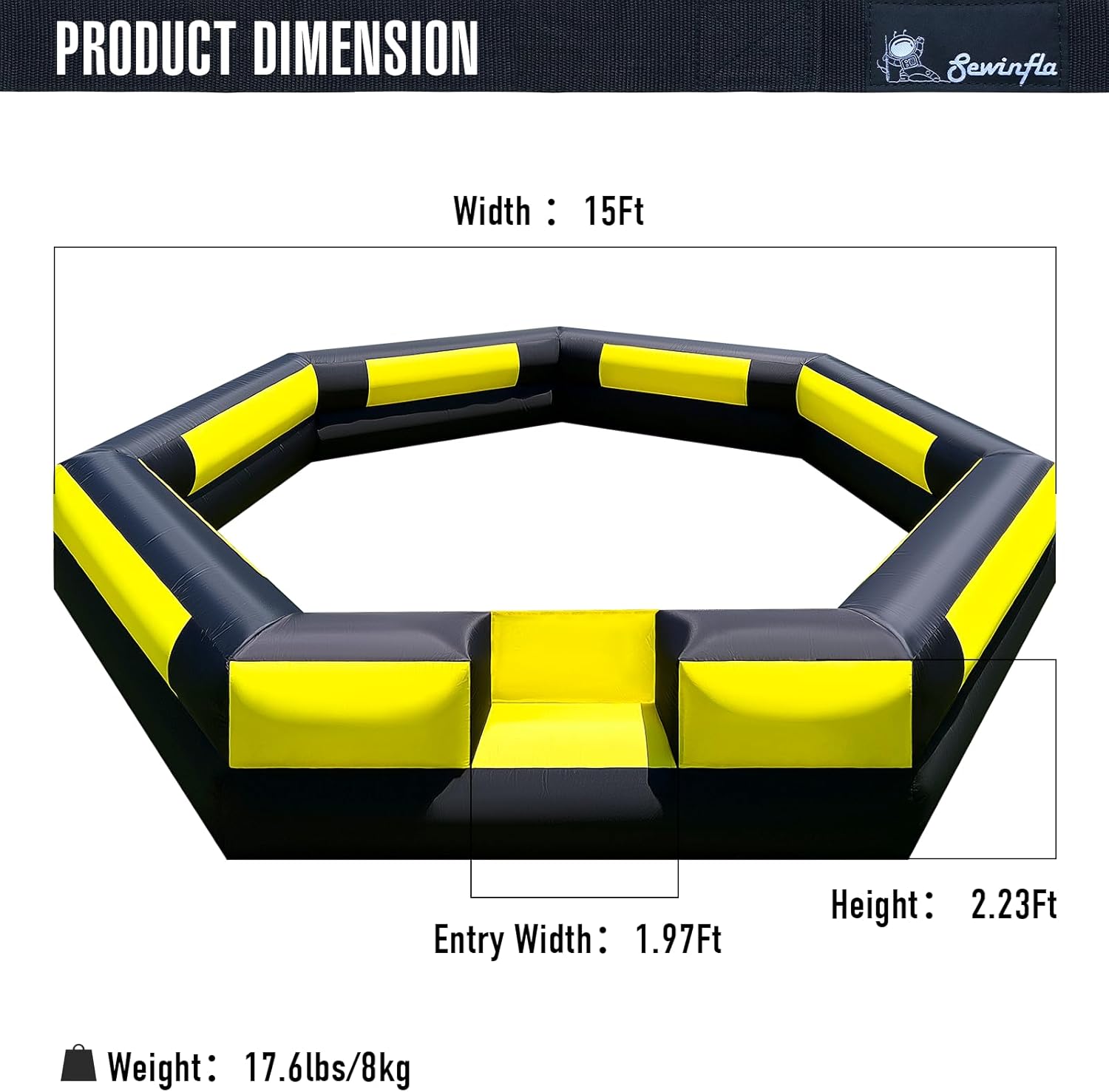 15Ft Gaga Ball Pit Inflatable with Built-in Blower Indoor & Outdoor Portable Gaga Ball Pit Blow Up Gaga Pit Game Court for Backyard, Camp, Family Fun