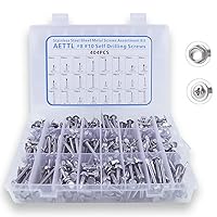Vista 1 de Juego surtido de 404 tornillos autoperforantes, cabeza hexagonal de acero inoxidable #8#10 y tornillos de oblea de roscado, incluye los 24 tamaños