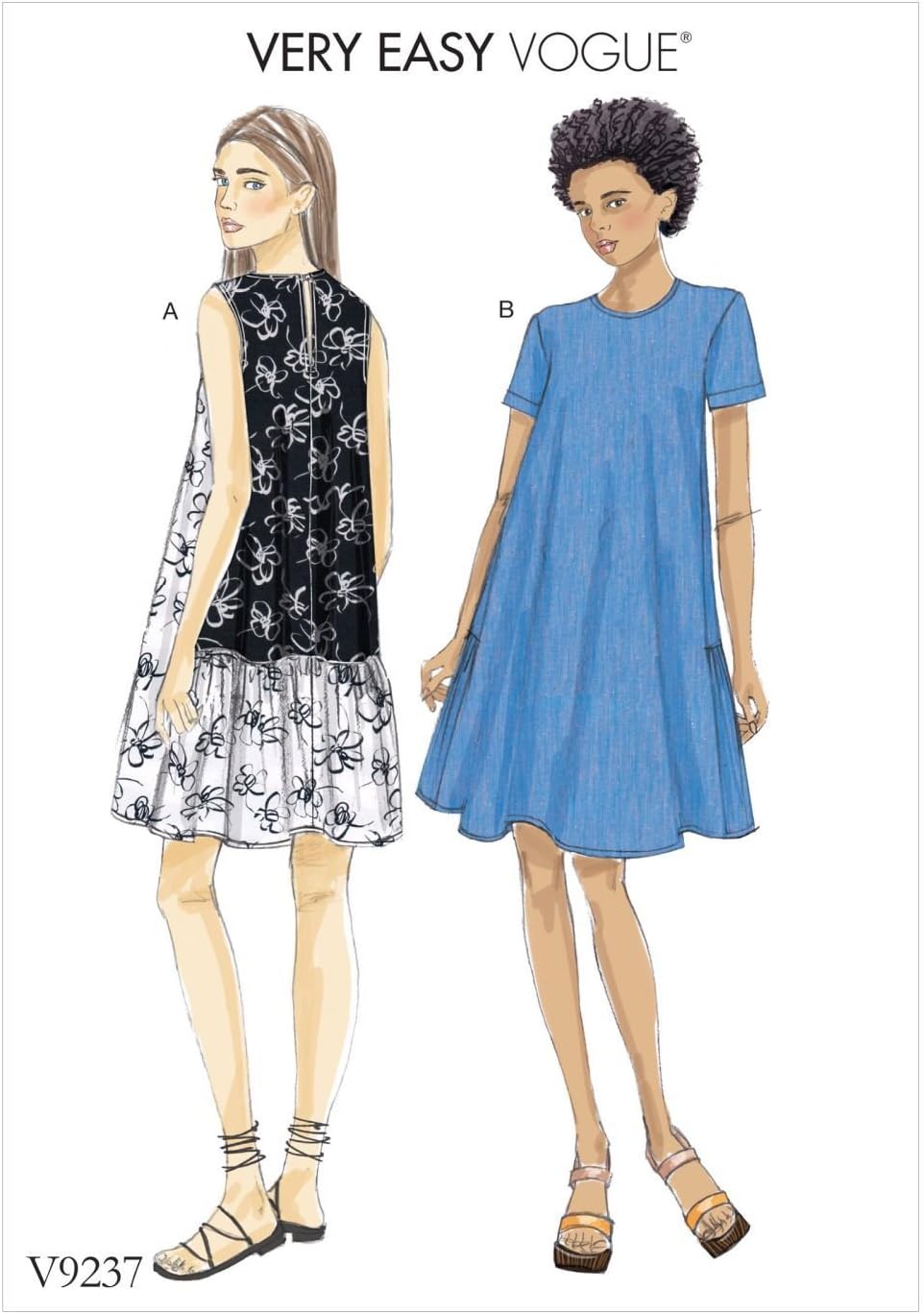 Vogue Patterns V9237 Misses' A-Line, Back-Ruffle Dresses Sewing Pattern, Size ZZ (LRG-XLG-XXL)