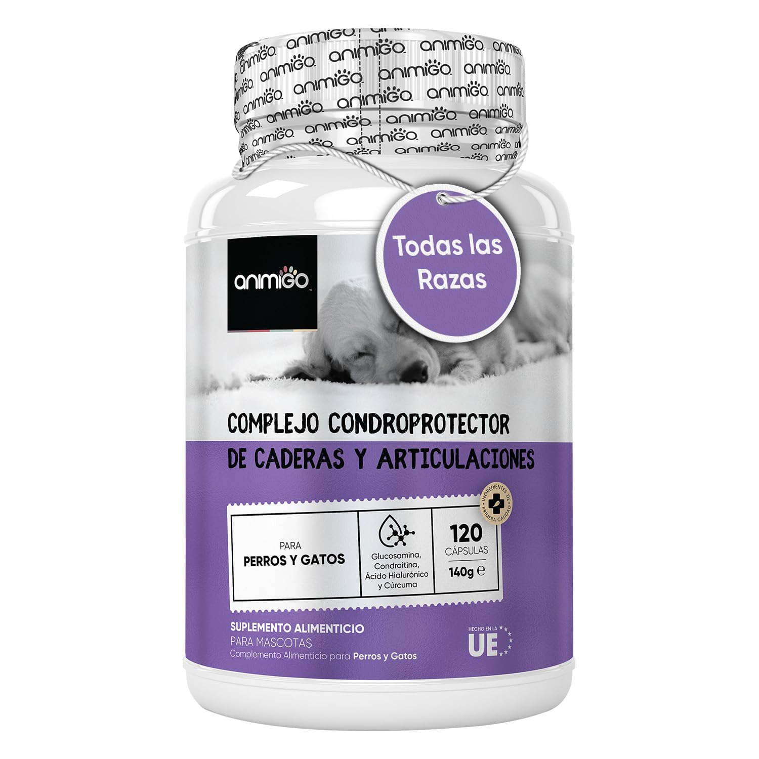Condroprotector y Antiinflamatorio para Perros y Gatos - 120 Cápsulas | Con Glucosamina Condroitina, MSM, Ácido Hialurónico, Canela y Cúrcuma | Para Razas Grandes y Pequeñas, Articulaciones y Cadera