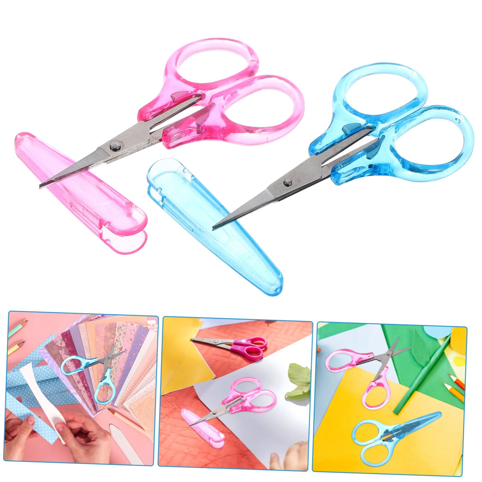 OSALADI 5 Ensembles Ciseaux Avec Housse De Protection Pour Tissu Petits Ciseaux Pour Couture Artisanat Broderie Point Ménagers Travaux D'Aiguille De 2 pièces * 5