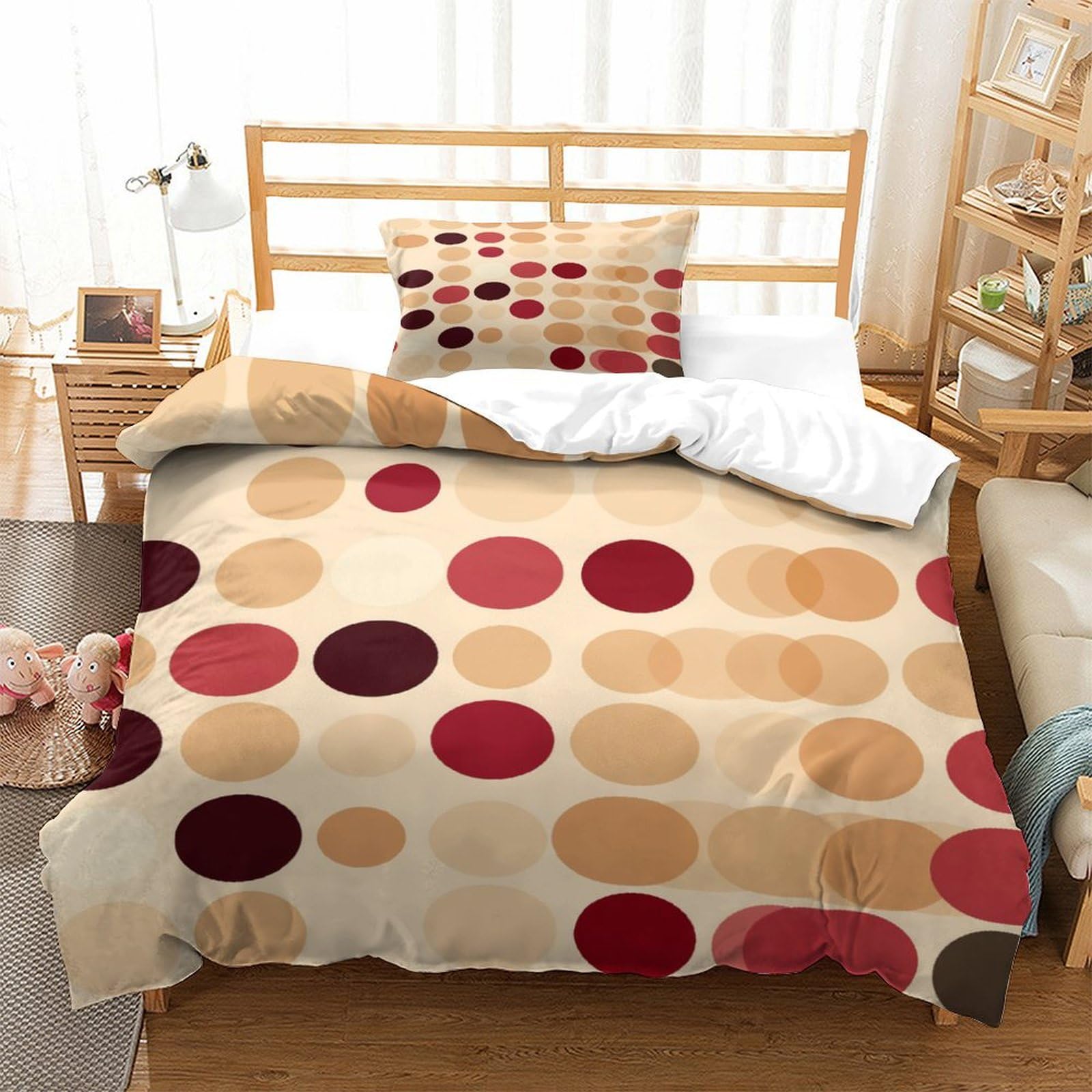 P1S9U7W5Y 3D Printed Retro Polka Dot Duvet Cover Set 3pcs Microfiber Geometric Bedding Set Single