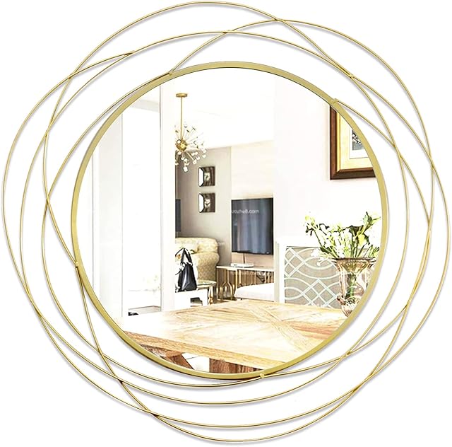 ironsmithn Wall Mirror Mounted Round Decorative Mirrors Circle for Bathroom Vanity, Living Room or Bedroom 26.8 x26.8
