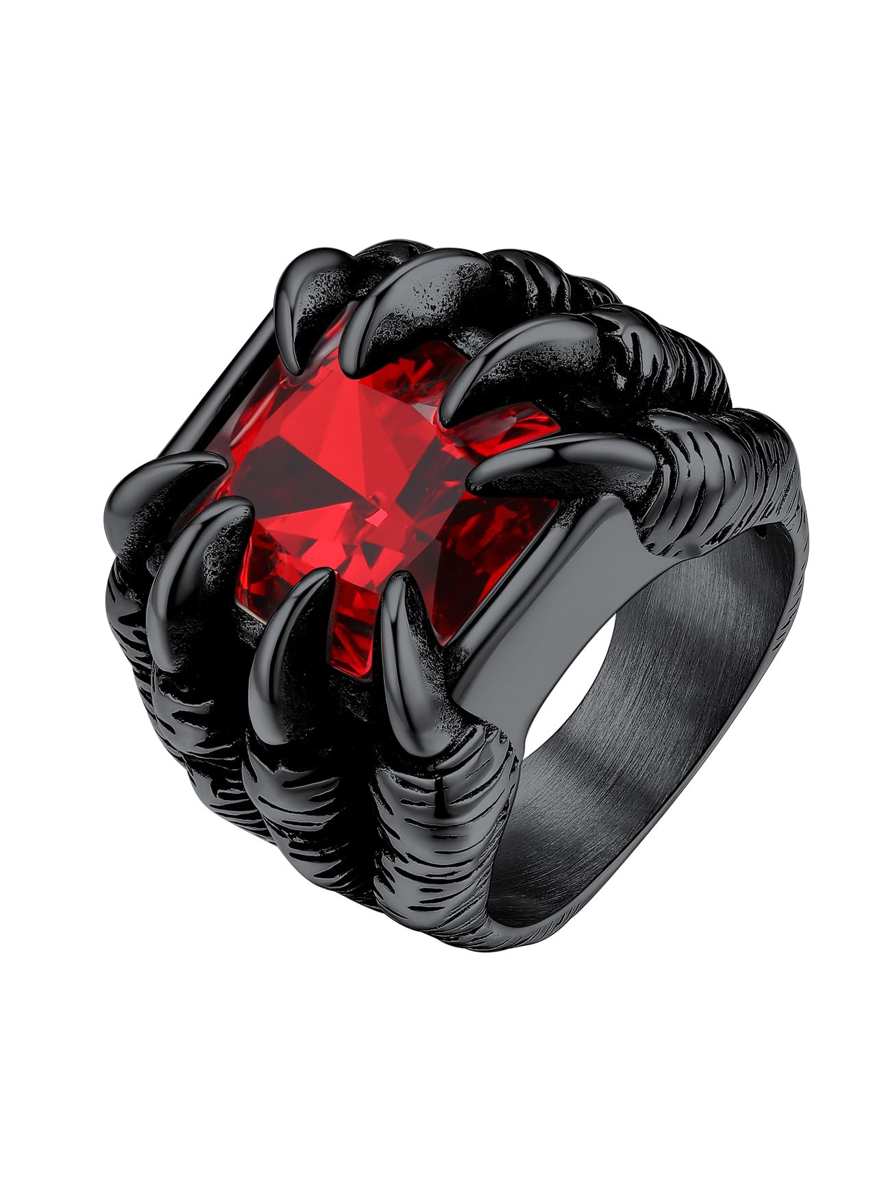 Bestyle Bestyle Anillos Acero Inoxidable Hombre, Anillo Garra de Dragon Anillos de Sello, Anillo con Piedras Preciosas Sintéticas, Talla 14.5-32.5, con Caja de Regalo