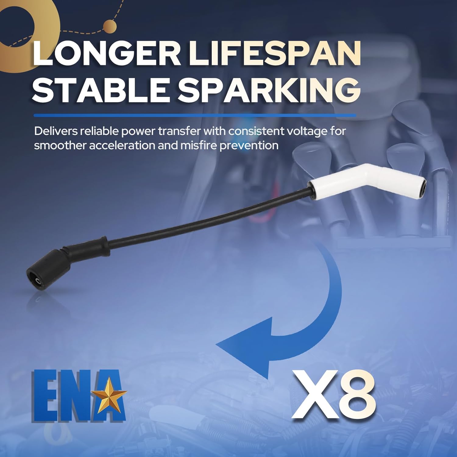ENA Spark Plug Wire Set Compatible with 9065C Extreme 9000 Ceramic Wires Boot Replacement for GM LS Terminals LS3 LS4 LS7 4.8L 5.3L 6.0L 6.2L 8.1L V8