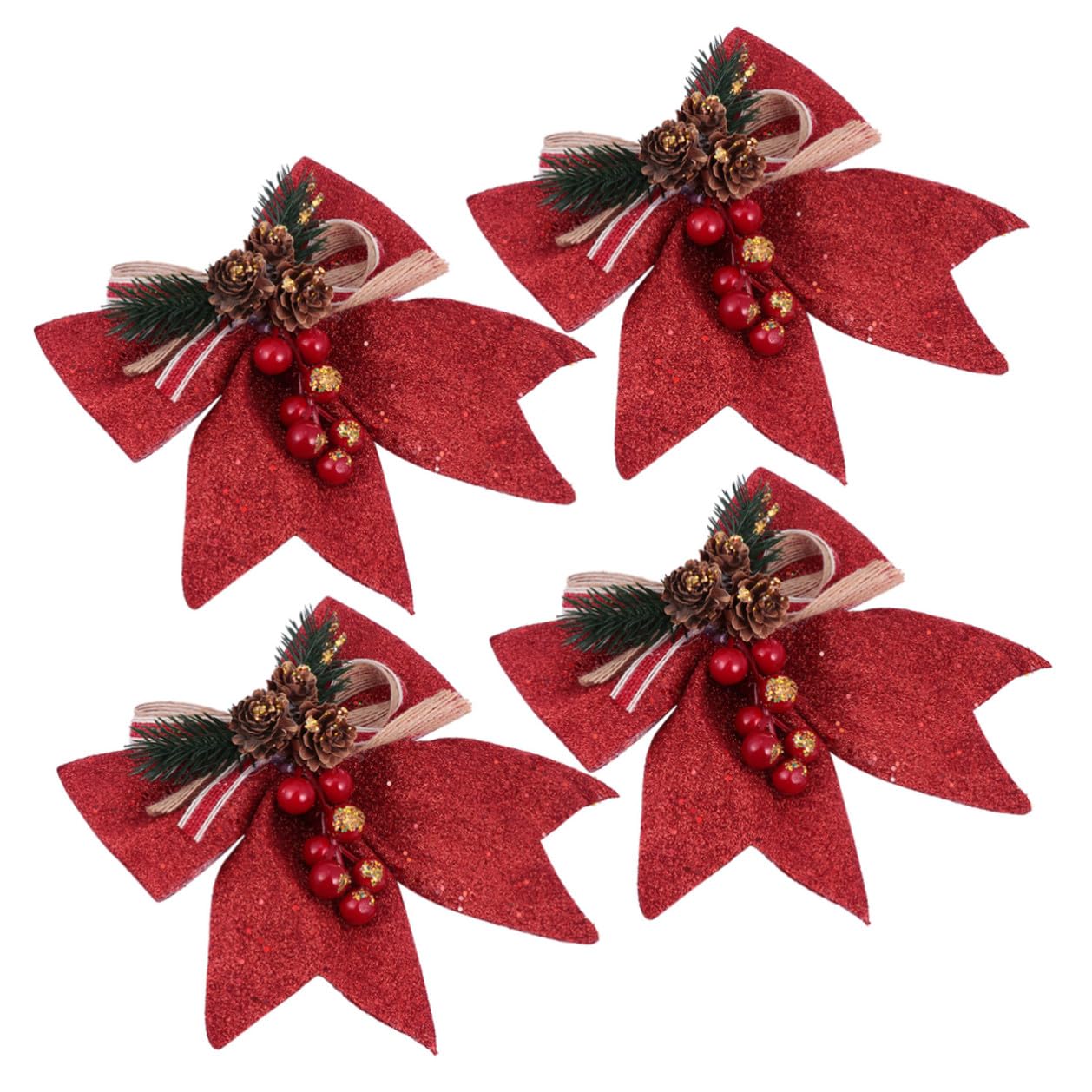 Lazos decorativos navideños rojos con purpurina para llenar de brillo tu hogar