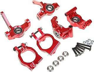 GTBracing CNC Aluminum Front Spindle Knuckle + Rear Wheel Hub Carrier + C Hub Set for LOSI DBXL, DBXL-E/2.0,MTXL RC Car 1/5 Upgrade Parts (Red)