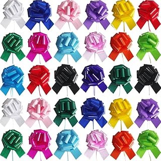 32Pcs Pull Bows,6 Inches Large Gift Bows,Pull Bows for Gift Wrapping Gift Baskets,Birthday Parties,Bouquet,and Other Gift Decorations (32 Color)