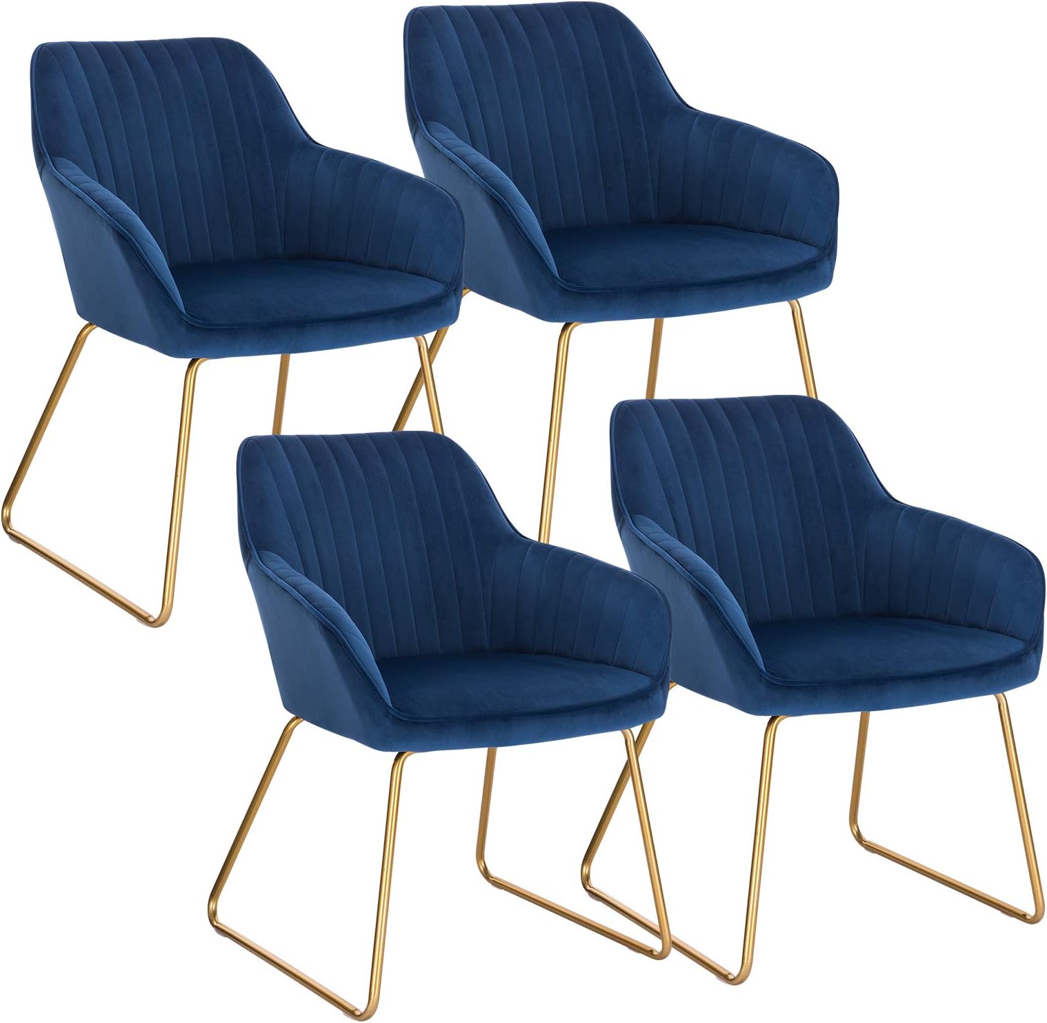 Lot De 4 Chaises De Salle à Manger Velours Noir Avec Dossier - Style Moderne, Métal - Neuf