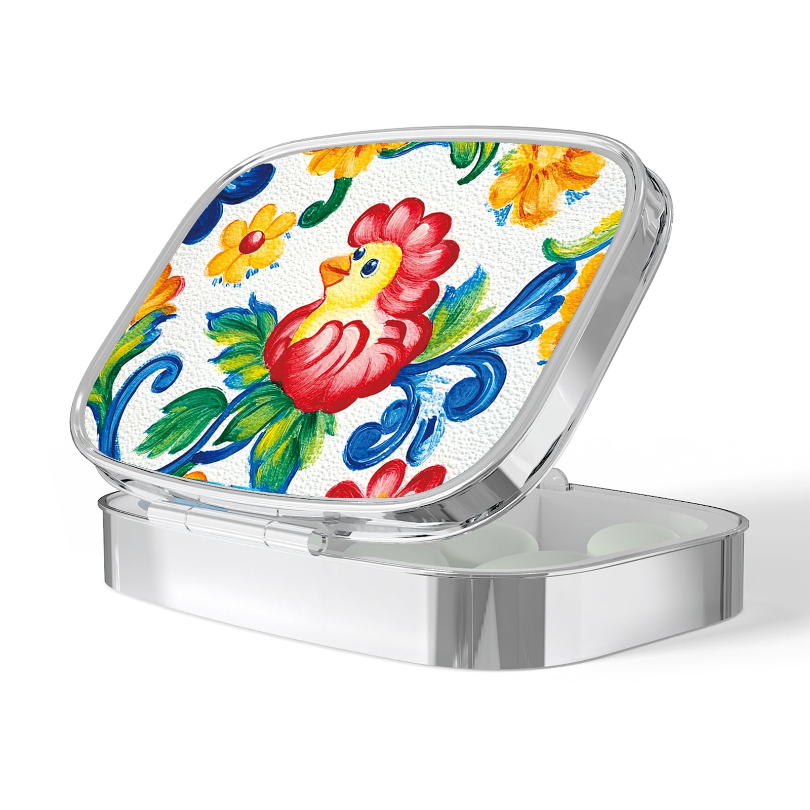 Pill Box-2 Compartment Small Pill Case Portable for Pocket & Purse Single Pill Carrier Pill Container to Hold Vitamins Medication Fish Oil and