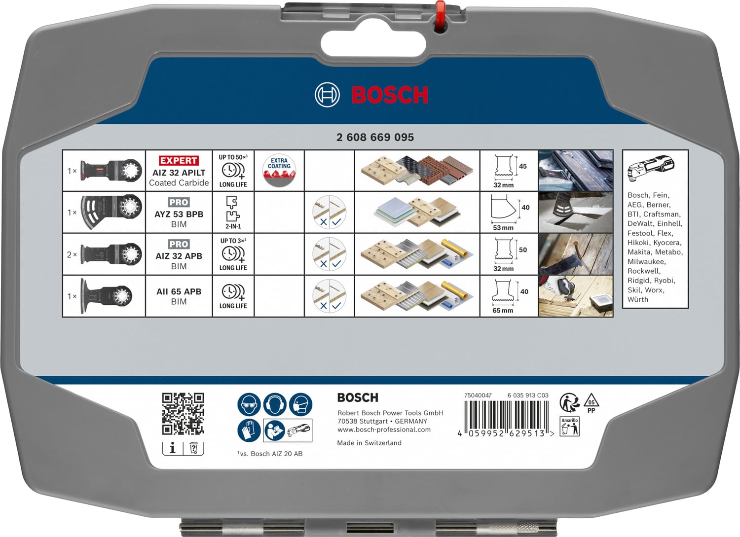 Bosch 5x Elektriker und Trockenbauer Set, 5-tlg. (für Holz mit Nägeln, Faserkunststoffe GFK, CFK, 200 x 120 mm, Professional Zubehör Multifunktionswerkzeug)