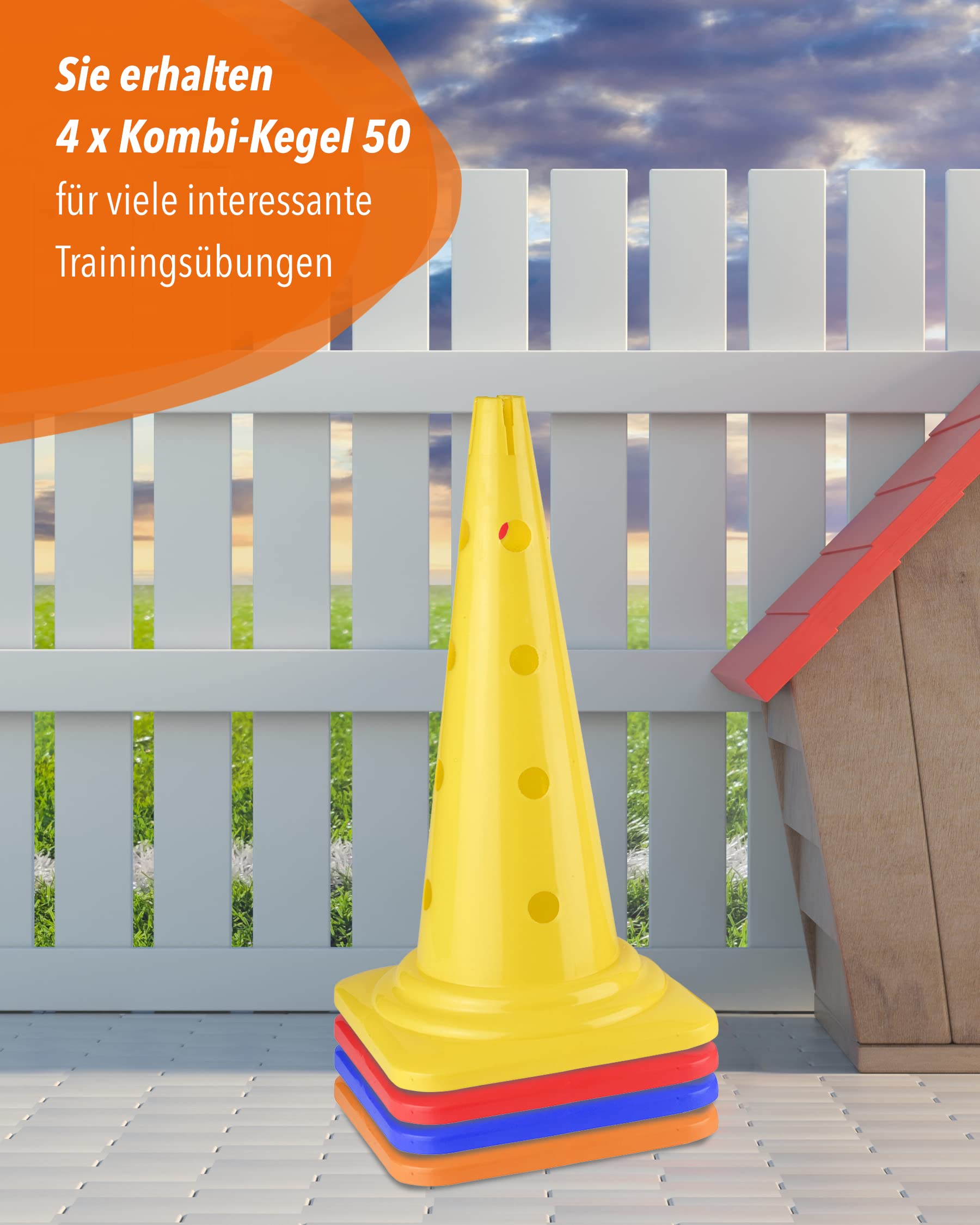 Zestaw stożków kombinowanych 50 cm 4 sztuki do agility psa konia dziecka