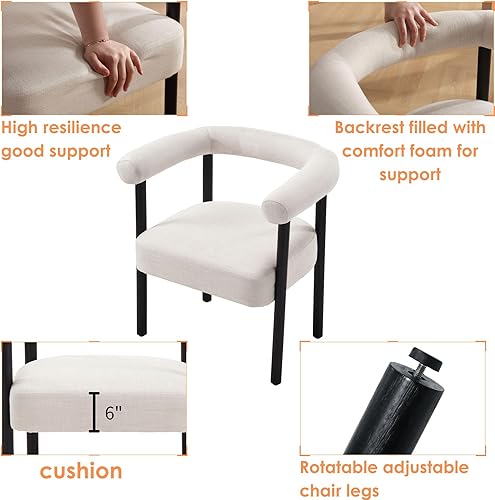 Miniatura 4 de Mid-Century - Juego de 2 sillas de comedor modernas con reposabrazos de barril, sillas de comedor laterales con respaldo curvo, sillones tapizados