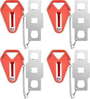 Travel Door Lock for Hotel Rooms Apartment Locks Home Security Defender Door Lock Latch Extra Door Locker from Inside Portable Lock for Door Security Travel Gifts Must Haves Essentials (4 Pack, Red)