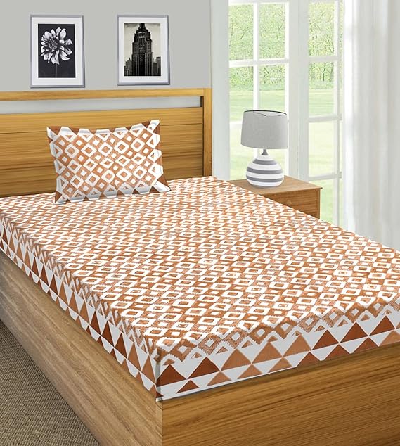 60*90 Single Bedsheet 120TC Printed Pure Cotton Premium BEDSHEET in (152*228 cm) with One Pillow