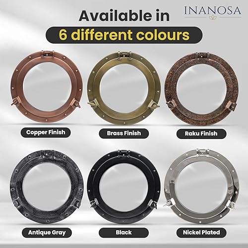 Miniatura 6 de inanosa Ventana de ojo de buey  Acabado blanco níquel plateado de 12 pulgadas  Decoración náutica de pared para baño y dormitorio  Decoración