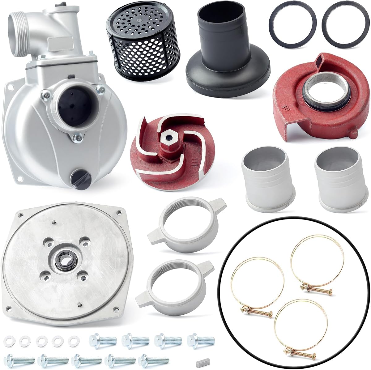 3-In Straight Keyed Shaft Water Pump with NPT Thread 3-Bolt-Inlet/Outlet Replacement for DuroMax XP650WP 208cc for Ironton 97939 212cc for Pulsar PWP30 6.5HP Engine 3 In Gas Semi-Trash