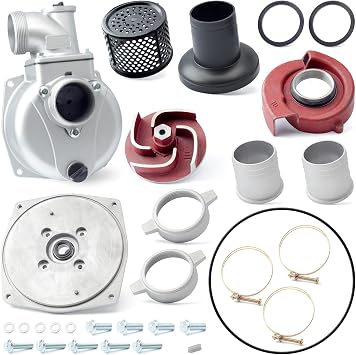 3-In Straight Keyed Shaft Water Pump with NPT Thread 3-Bolt-Inlet/Outlet Replacement for DuroMax XP650WP 208cc for Ironton 97939 212cc for Pulsar PWP30 6.5HP Engine 3 In Gas Semi-Trash