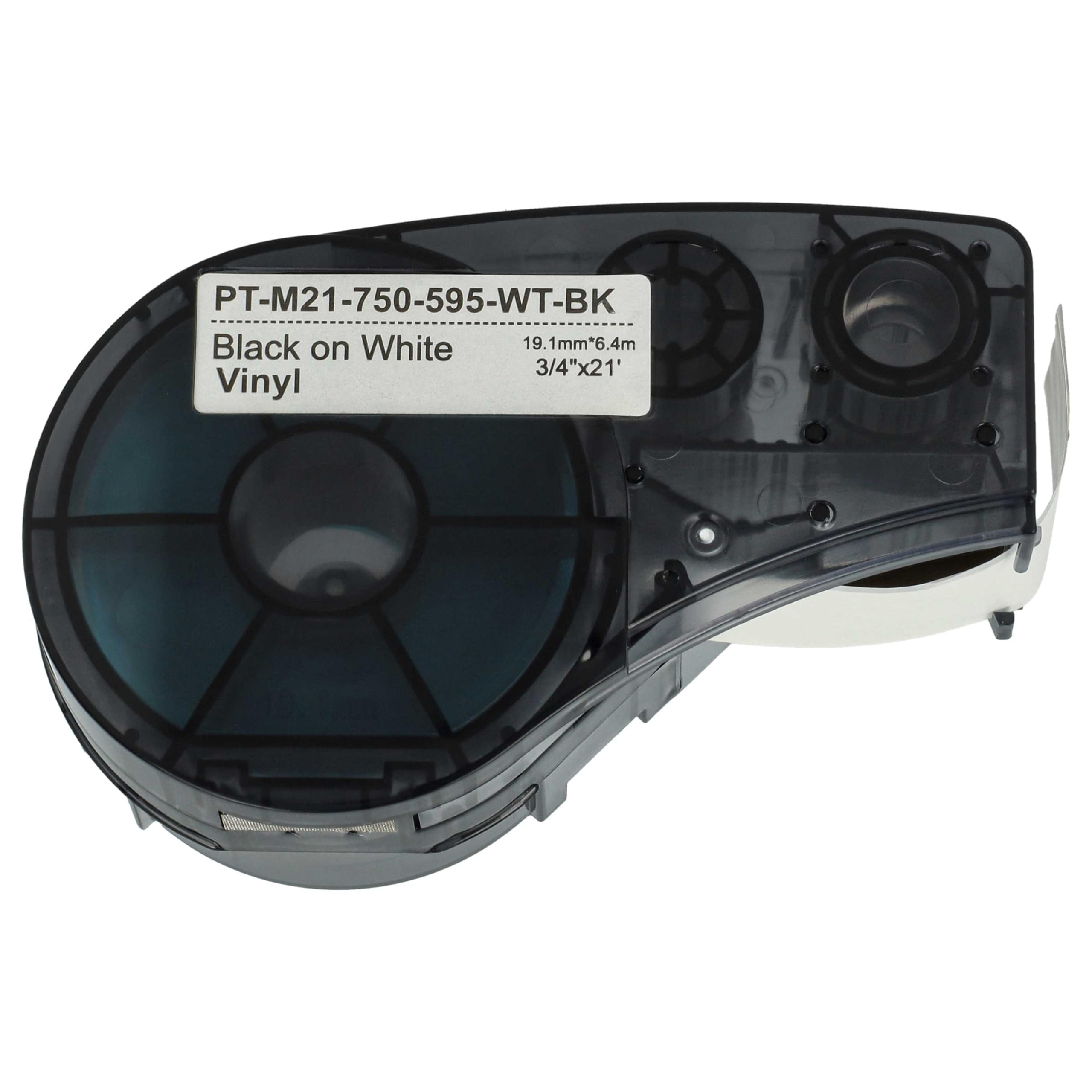 vhbw 5x Schriftband-Kassette Ersatz für Brady M21-750-595-WT für Etiketten-Drucker 6,4m x 19,05mm Schwarz auf Weiß, Vinyl