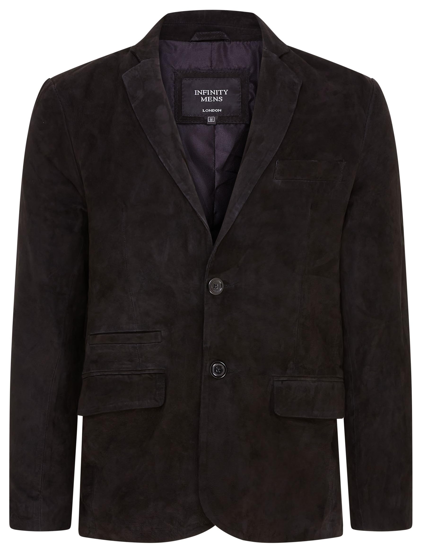 Infinity Leather Men's Black Soft Real Suede Leather Italian Blazer Jacket Coat