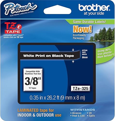 Miniatura 219 de Brother - Cinta de etiquetas laminadas P-touch M31, prémium, 0.47 pulgadas de ancho x 26.2 pies de largo, negra sobre transparente mate Negro sobre